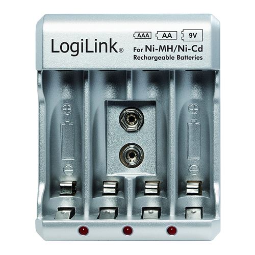  LogiLink pa0168 Chargeur de batterie pour batteries AA/AAA/9 V NI-MH/Ni-Cd Argent