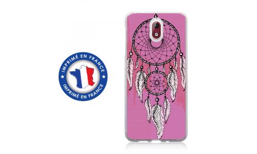 Coque souple pour Nokia 3-1 avec impression Motifs attrape rêve sur fond rose