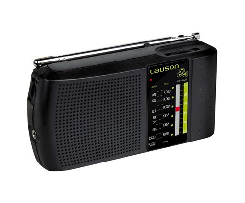 Lauson RA124 Portable Analogique Noir Radio portable - Radios portables (Portable, Analogique, 87-108 MHz, 530-1600 kHz, 0,5 W, 5,7 cm)