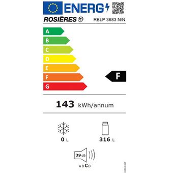 Réfrigérateur 1 porte intégrable à glissière 316l Rosieres rblp3683nn