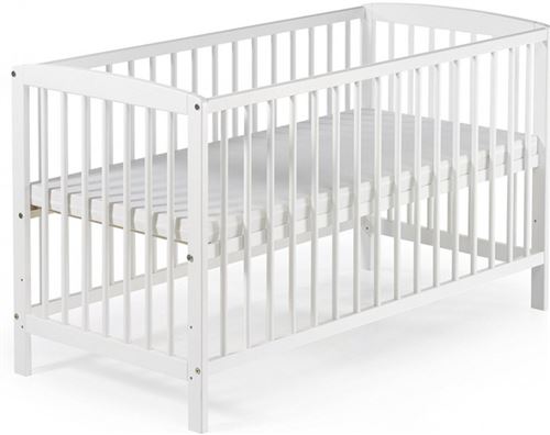 Lit bébé à barreaux pin massif laqué blanc Felix 60 Couchage 60x120 cm - L 124 x H 80 x P 65 cm