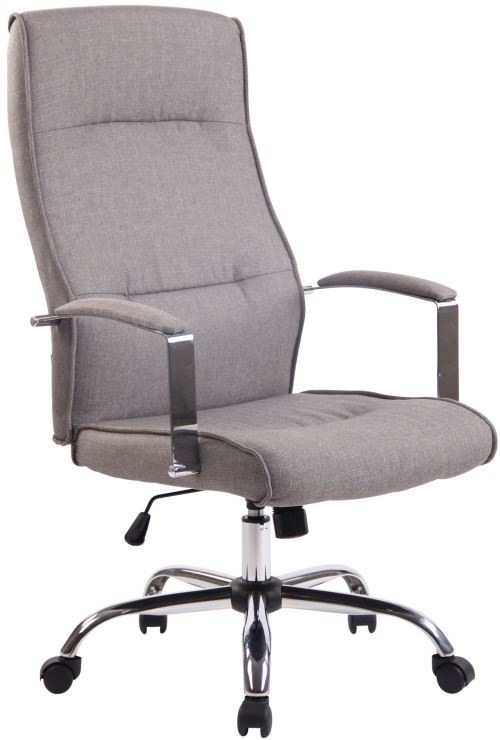 Fauteuil de bureau Portland en Tissu avec Accoudoirs - Réglable en Hauteur et Pivotant - Piètement métal chromé - Couleur Gris