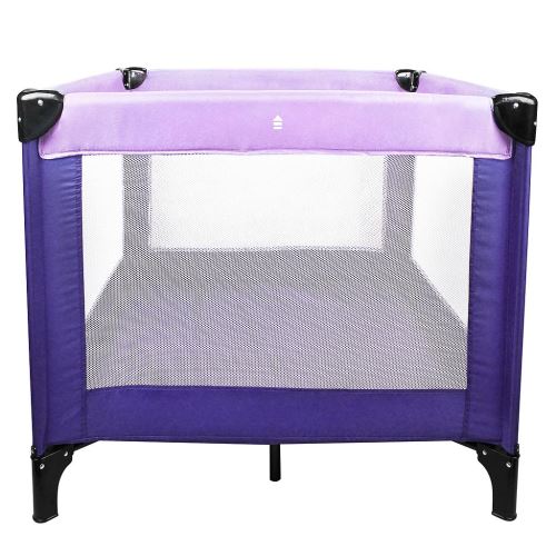 Todeco - Lit Pliable de Voyage, Parc pour Enfants, Standard CE, 93 x 93 x 76 cm, Lilas/Violet, Charge maximale: 25 kg