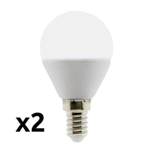 Elexity - Lot de 2 ampoules LED sphériques E14 - 5W - Blanc chaud - 400 Lumen - 6500K - A+ - Zenitech