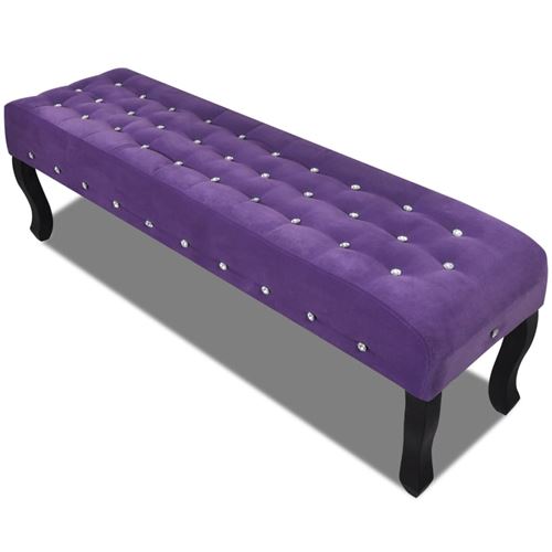 vidaXL Banc capitonné en velours avec boutons cristaux Pourpre