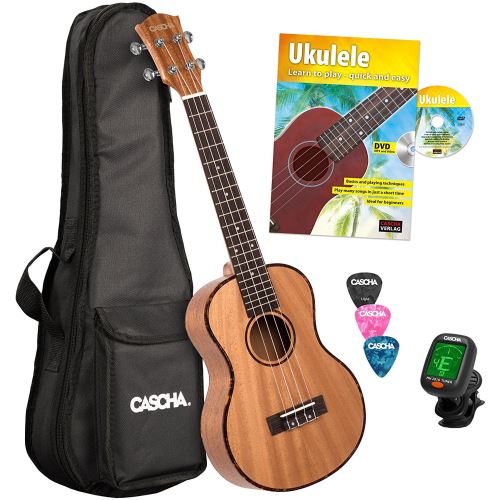 Cascha HH 2049 EN pack ukulélé ténor Premium Mahogany (anglais)
