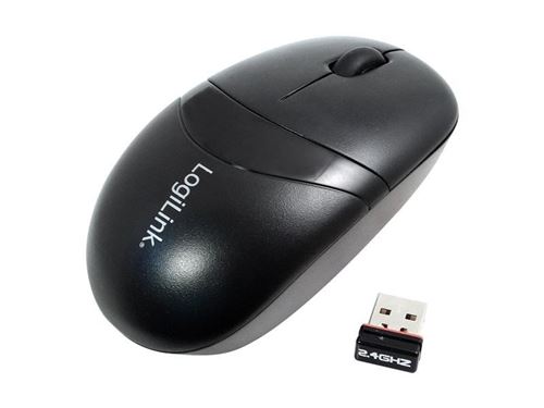 LogiLink Mini with Autolink - Souris - optique - 3 boutons - sans fil - 2.4 GHz - récepteur sans fil USB - noir