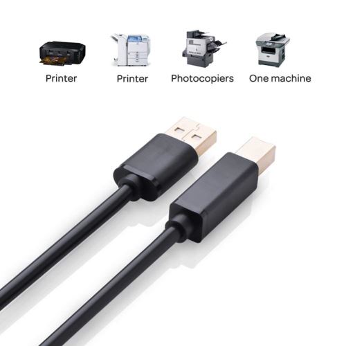 INECK® Câble Noie USB 2.0 de 1,8m A-B pour imprimante / scanner QUALITE SUPERIEURE. Compatible HP Lexmark Epson Canon IBM Brother. Longueur 1.8 m