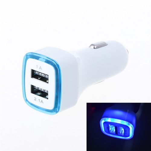 Double Adaptateur LED Prise Allume Cigare USB pour HTC Desire 516 Smartphone Double 2 Ports Voiture Chargeur Universel (BLEU)