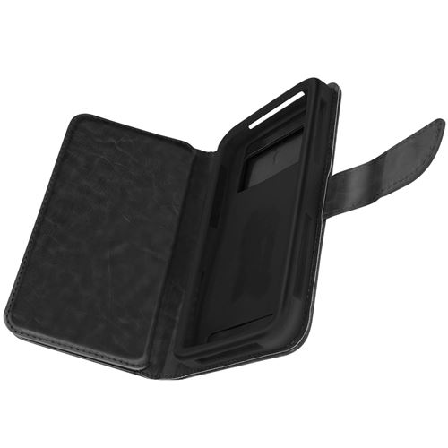Etui pour Smartphone 38 à 43 pouces Clapet Portefeuille Multi Rangements Caméra Slide Avizar noir