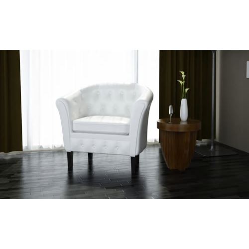 vidaXL Fauteuil cabriolet Cuir synthétique Blanc