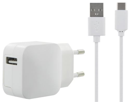 BigBen Connected Smart - Netspanningsadapter - 2.4 A (USB) - op kabel: USB-C - wit