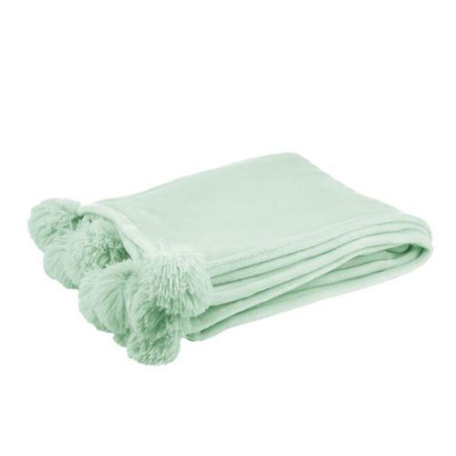 Paris Prix Vert Plaid À Pompons "Blanket" 130X170cm Clair