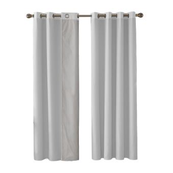 Deconovo Lot De 2 Rideaux Blanc Doublure Gris Argenté Isolant Thermique Pour Fenêtre De Chambre à Oeillets 140x180cm