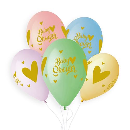 5 ballons bio baby shower 33cm pastel multicolore - 313642