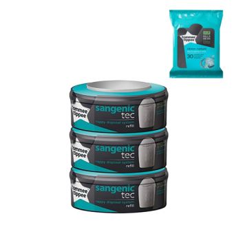 30 Lingettes antibactériennes Tommee Tippee SANGENIC Lot de 6 recharges