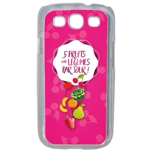 Coque 5 Fruits Et Legumes Fond Rose Compatible Samsung S3 Transparent