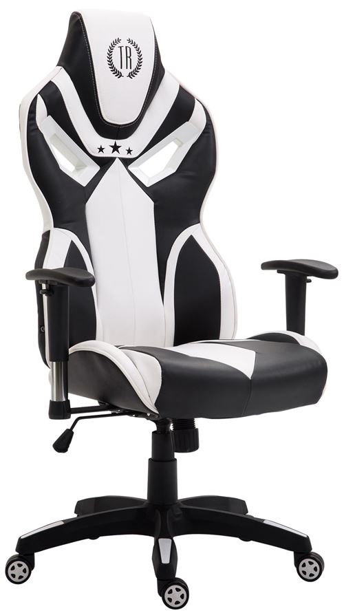 Fauteuil de bureau racing Fangio similicuir , Noir / Blanc