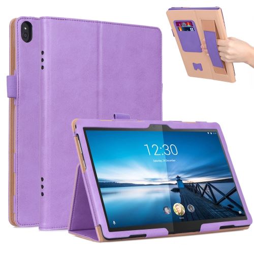 Etui en PU avec fentes pour cartes et dragonne élastique violet pour votre Lenovo Tab M10 TB-X605F