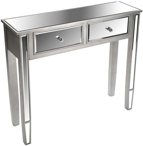 Versa - Console 2 tiroirs miroirs Plateado