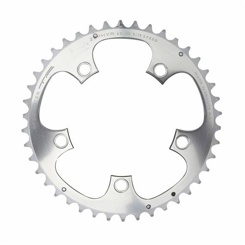 Plateau route 5bra 42dts d.110 compact exterieur argent alu 7075 ta zephyr type shimano 9-10v.