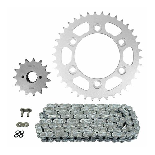 Kit chaine adaptable ducati 600 monster 1993+1994 520 15x38 (diam couronne 100-124-11) (demultiplication origine) -afam-