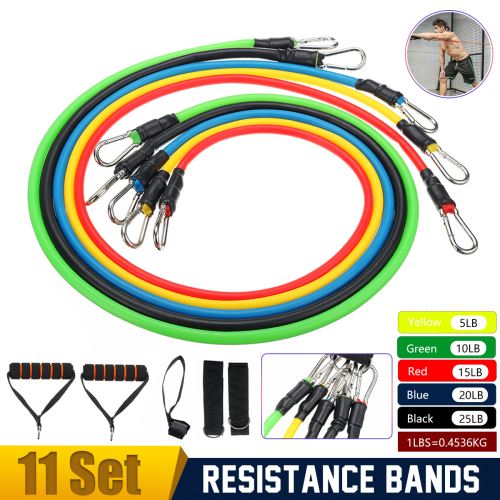 Bandes de résistance Workout Exercice Yoga 11 pièces Set Tubes de fitness Gym Training
