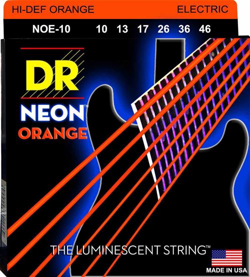 Jeu de cordes guitare électrique DR Neon Medium orange NOE10 10-46
