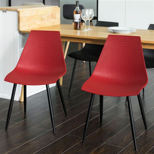 SoBuy® FST60-R x2 Lot de 2 chaises de Salle à Manger Cuisine Salle de Salon Chaises avec Plastique Dossier