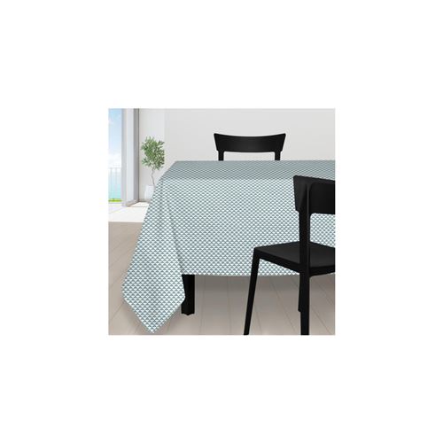 Nappe anti-tâches 180x180 cm PALMIER bleu, par Soleil d'ocre