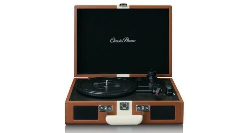 Platine vinyle avec bluetooth®, haut-parleurs intégrés et batterie rechargeable intégrée tt-120bnwh marron-blanc