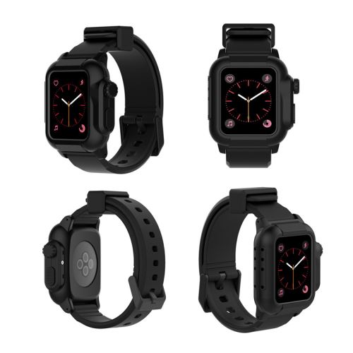 Bracelet en silicone WISETONY remplacement pour Apple Watch Series 2/3 42mm - Noir