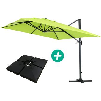 parasol jardin déporté alu sun 4 - rectangle - 3 x 4 m - vert - dalles incluses - Mobilier de ...