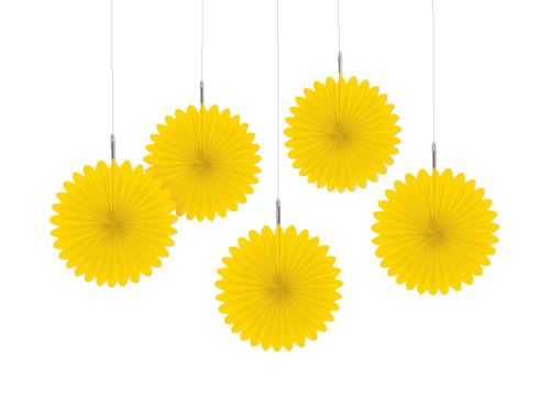 Amscan éventails décoration de fête 15 cm 5 pièces jaune