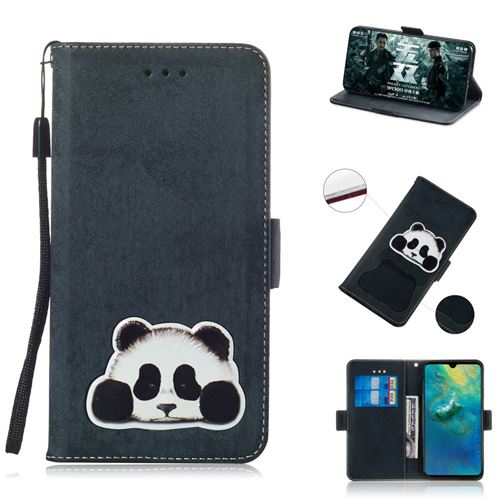 Etui en PU Impression de motifs style rétro bleu foncé pour votre Huawei Mate 20