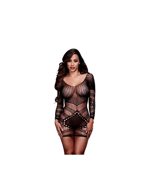 Mini robe en dentelle à manches longues taille unique baci lingerie bw3129
