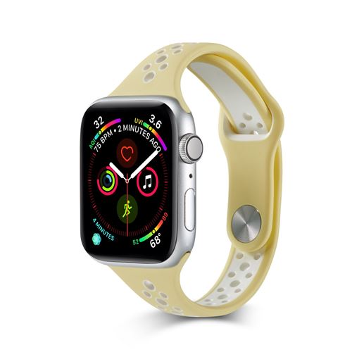 Bracelet sport en silicone respirant pour Apple Watch Series 6/ SE/ 5/ 4 44mm - Jaune&Blanc