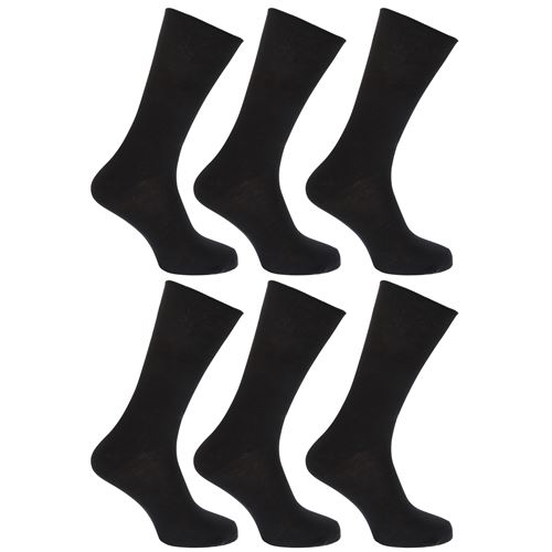 FLOSO - Chaussettes unies 100% coton (Lot de 6 paires) - Femme (37/41) (Noir) - UTW208