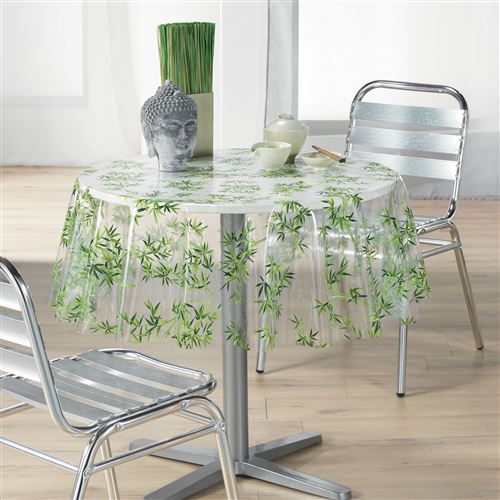 nappe cristal ronde (0) 140 cm pvc imprime 14/100e bambou