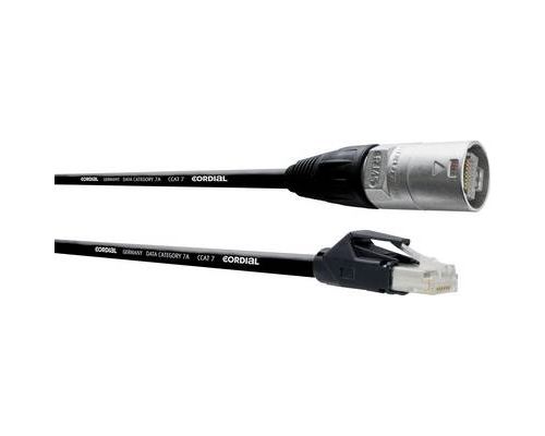 Câble de raccordement RJ45 CAT 6a S/FTP Cordial CSE 5 NH 7 [1x RJ45 mâle - 1x RJ45 mâle] noir 5.00 m
