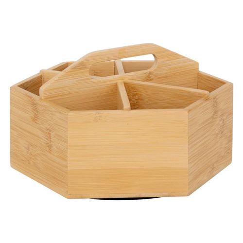 FIVE Simply Smart - Boîte à Thé Rotative en Bambou "6 Compartiments" 22cm Naturel