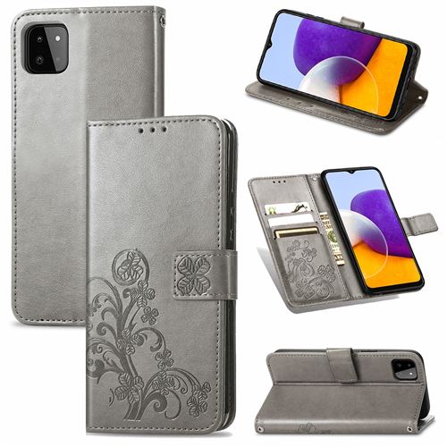 MPFRANCE Housse pour Samsung Galaxy A22 5G Gris [Fleur de Lys]
