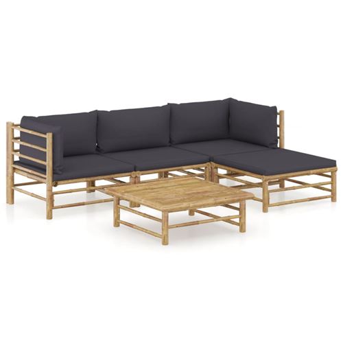 Non Communiqué Gris Salon De Jardin Modulable Vidaxl Bambou 5 Personnes 5 Pieces