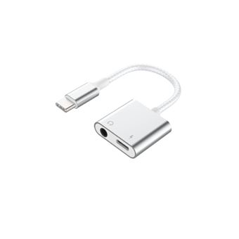 Adaptateur 2 en 1 USB-C vers Jack 3.5mm/USB-C Renforcé Force Power Blanc - 1
