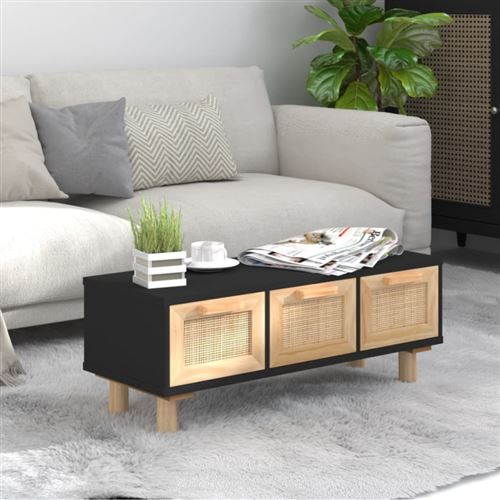 vidaXL Table basse Noir 80x40x30 cm Bois d'ingénierie et pin massif345619