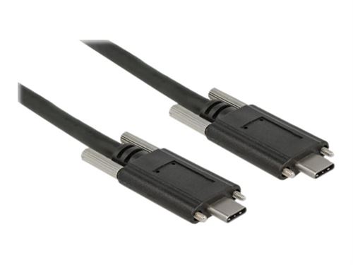 Delock - Câble USB - USB-C (M) pour USB-C (M) - USB 3.1 Gen 2 - 3 A - 1 m - vis moletées - noir