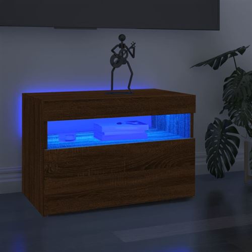 vidaXL Meuble TV avec lumières LED Chêne marron 60x35x40 cm