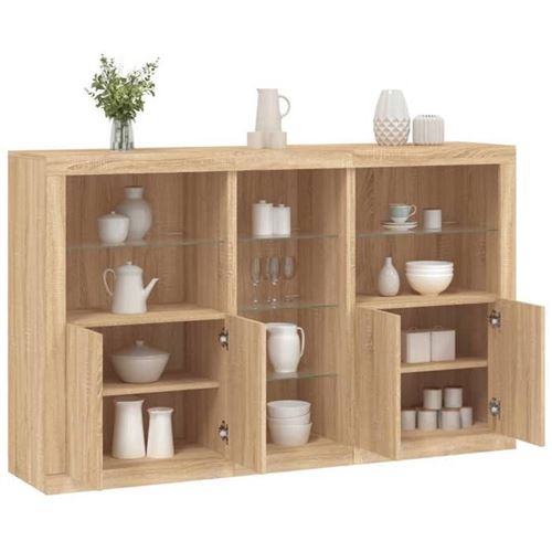 Non Communiqué Marron Vidaxl Buffet Avec Lumières Led, Armoire Avec Porte, Meuble De Rangement, Organisateur De Salon Entrée Salle De Séjour, 3209172
