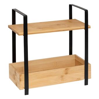 FIVE Simply Smart - Étagère 2 Niveaux en Bambou "Ordera" 30cm Naturel & Noir - 1