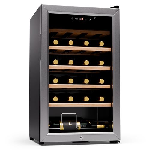 Cave à Vin Klarstein de Conservation 63L Porte en Verre 1 Zone 24 Bouteilles Argent